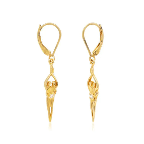Small Soulmate Drop Earrings – 1.5 Inch Sterling Silver With 14kt Gold Overlay | Made in USA Symbol of Love Jewelry