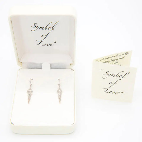 Small Soulmate Sterling Silver Earrings 1 Inch – Clear Cubic Zirconia Dangle | Made in USA Symbol of Love Jewelry