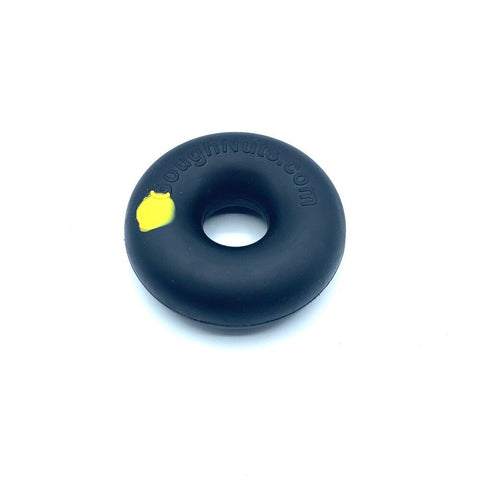 A premium black dog toy that is made in America. This ring can be used to chew on and tug. 