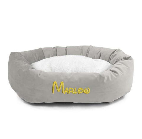 Velvet Sherpa Bagel Dog Bed – Cozy Plush Pet Lounger | Made in USA Majestic Pet 