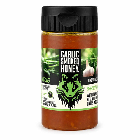 Smoked Garlic Honey – Small Batch Apple Wood Smoked BBQ Glaze | Handcrafted in USA Honey Badgers Bee Farm  Garlic Honey