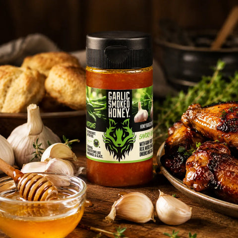 Smoked Garlic Honey – Small Batch Apple Wood Smoked BBQ Glaze | Handcrafted in USA Honey Badgers Bee Farm  Garlic Honey