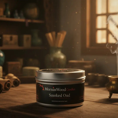 Smoked Oud Soy Candle Tin – 6.5oz Handcrafted Home Fragrance – Smoky Oud Scent | Made in USA MorninWood Candles  Candles