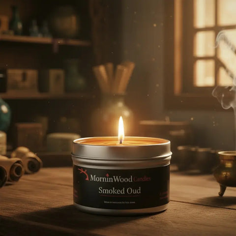 Smoked Oud Soy Candle Tin – 6.5oz Handcrafted Home Fragrance – Smoky Oud Scent | Made in USA MorninWood Candles  Candles