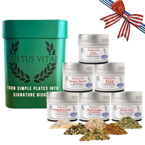Snack-Time Celebrations: Made in the USA Signature Spices| Gift Packaged Seasoning Collection | Set of 6 Gustus Vitae  Collections & Gift Sets
