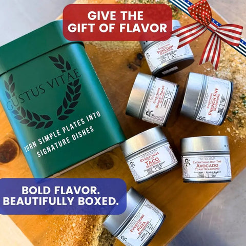 Snack-Time Celebrations: Made in the USA Signature Spices| Gift Packaged Seasoning Collection | Set of 6 Gustus Vitae  Collections & Gift Sets