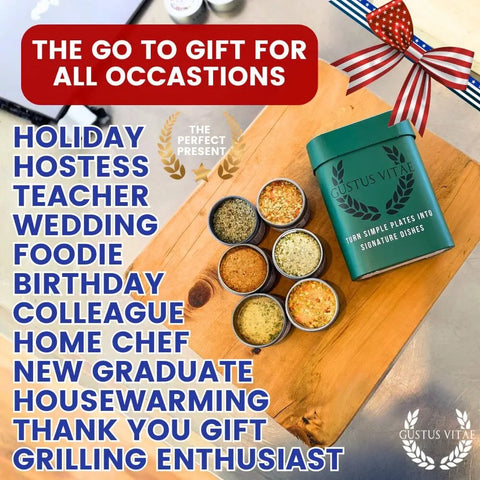 Snack-Time Celebrations: Made in the USA Signature Spices| Gift Packaged Seasoning Collection | Set of 6 Gustus Vitae  Collections & Gift Sets