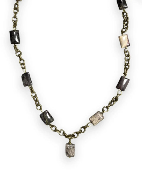 Snakeskin Jasper Necklace, Antique Gold Chain, Gemstone Pendant Michelle Marie Boutique  Necklaces