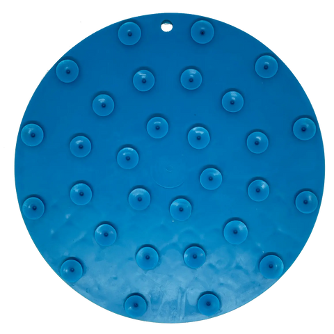 The SodaPup Whale Design EMat Enrichment Lick Mat features multiple suction cups on one side and a small hole for easy hanging—perfect for keeping your dog occupied during bath time.