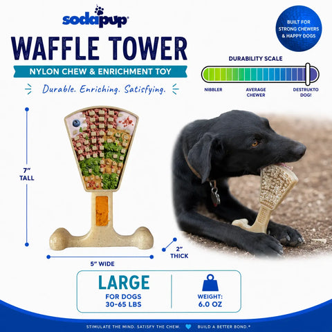 Sodapup Waffle Tower 6.75 Inch Durable Nylon Dog Chew Toy – Enrichment Licking & Dental Aid | Made in USA SodaPup  Nylon Dog Toys