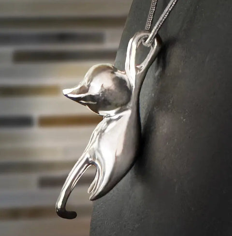 Solid 925 Sterling Silver Cat Pendant Necklace – 20g Sculpted Jewelry | Made in USA Skinny Pete's Gourmet Catnip 