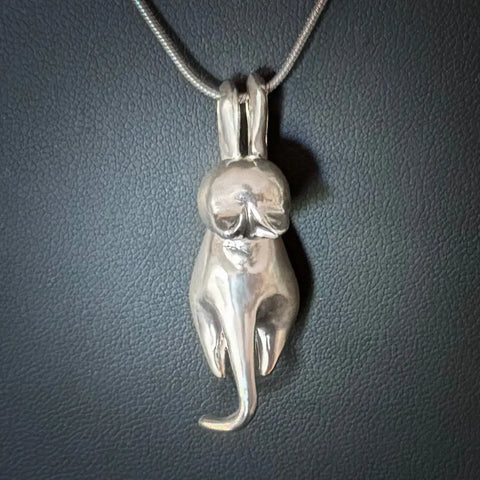 Solid 925 Sterling Silver Cat Pendant Necklace – 20g Sculpted Jewelry | Made in USA Skinny Pete's Gourmet Catnip 