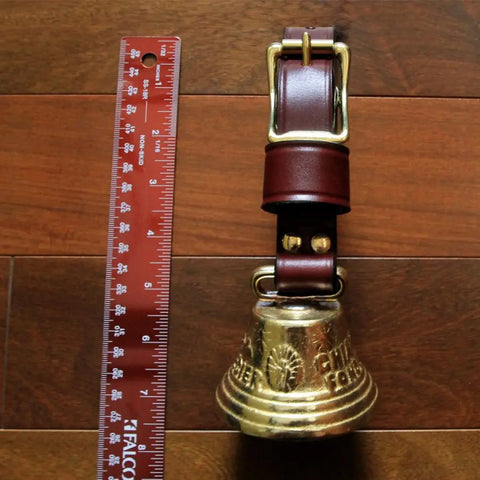 Solid Brass Alpine Bell With Burgundy Latigo Leather Strap – Large Dog Collar Accessory | Made in USA Auburn Leathercrafters  item