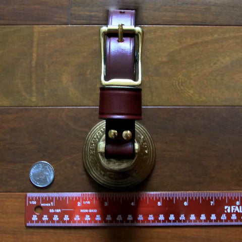 Solid Brass Alpine Bell With Burgundy Latigo Leather Strap – Large Dog Collar Accessory | Made in USA Auburn Leathercrafters  item