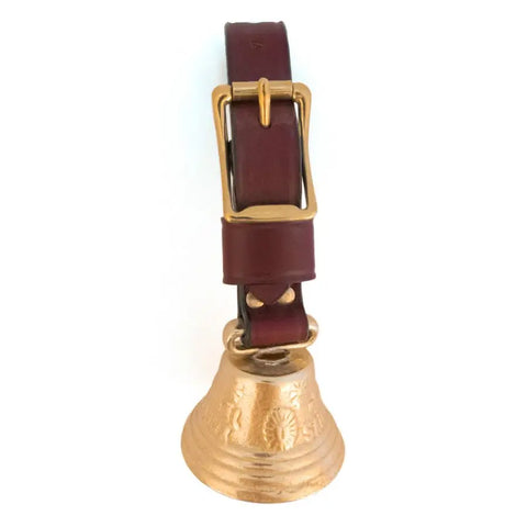 Solid Brass Alpine Bell With Burgundy Latigo Leather Strap – Large Dog Collar Accessory | Made in USA Auburn Leathercrafters  item