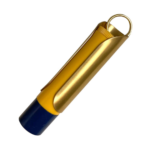 A Solid Brass Keychain Holder with Dial Protection and Brass Ring by Tallac House, shown against a white background. Made in USA.