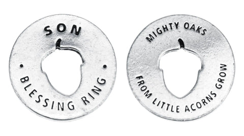 Son Blessing Pewter Ring Charm – Inspirational Acorn Design Pocket Token | Handcrafted in USA Whitney Howard Designs  Blessing Ring