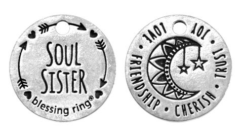 Soul Sister Blessing Ring Charm – Handcrafted Friendship Token with Moon and Stars Engraving | Made in USA Whitney Howard Designs  Blessing Ring