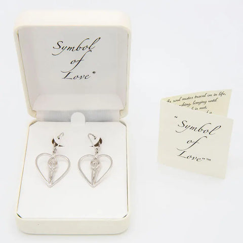 Soulmate Heart Dangle Earrings – 1 Inch Sterling Silver With Sapphire CZ | Made in USA Symbol of Love Jewelry