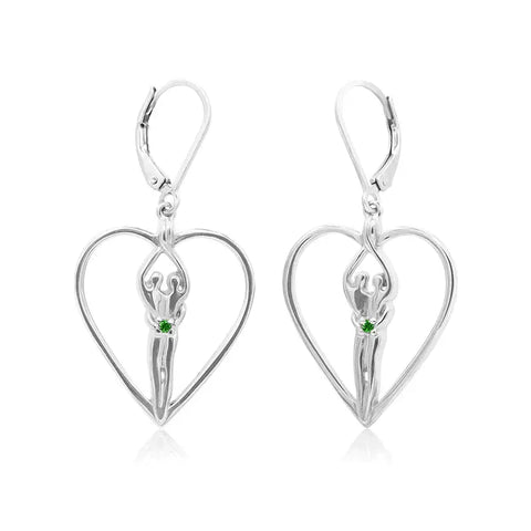 Soulmate Heart Dangle Earrings – 1 Inch Sterling Silver With Sapphire CZ | Made in USA Symbol of Love Jewelry