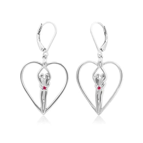 Soulmate Heart Dangle Earrings – 1 Inch Sterling Silver With Sapphire CZ | Made in USA Symbol of Love Jewelry