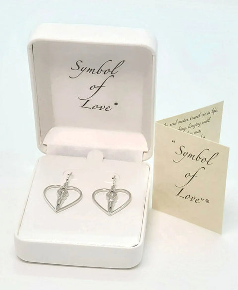 Soulmate Heart Earrings 1 Inch – .925 Sterling Silver, Amethyst CZ Drop | Made in USA Symbol of Love Jewelry