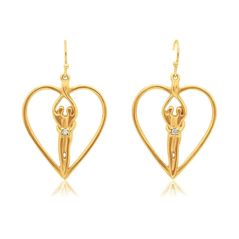 Soulmate Heart Earrings 1 Inch – Sterling Silver 14kt Gold Overlay | Made in USA Symbol of Love Jewelry
