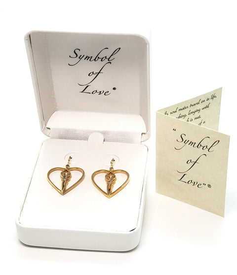 Soulmate Heart Earrings 1 Inch – Sterling Silver 14kt Gold Overlay | Made in USA Symbol of Love Jewelry