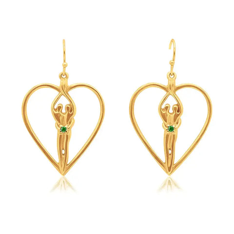 Soulmate Heart Earrings 1 Inch – Sterling Silver 14kt Gold Overlay | Made in USA Symbol of Love Jewelry