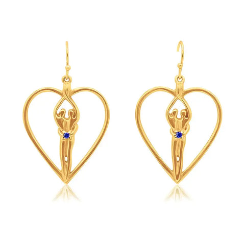 Soulmate Heart Earrings 1 Inch – Sterling Silver 14kt Gold Overlay | Made in USA Symbol of Love Jewelry