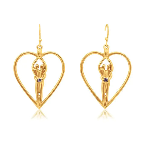 Soulmate Heart Earrings 1 Inch – Sterling Silver 14kt Gold Overlay | Made in USA Symbol of Love Jewelry