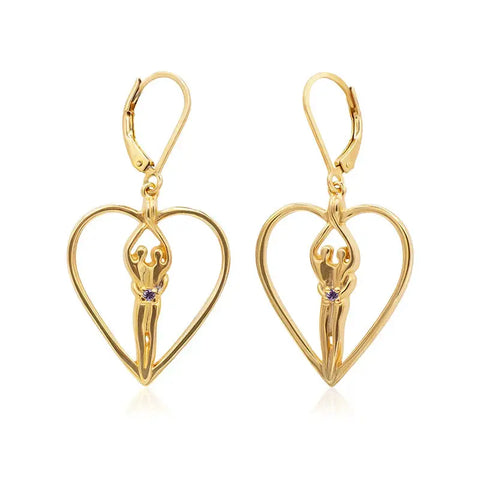 Soulmate Heart Lever Back Earrings 1 Inch – 14kt Gold Overlay Sterling Silver | Made in USA Symbol of Love Jewelry
