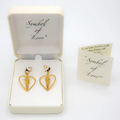 Soulmate Heart Lever Back Earrings 1 Inch – 14kt Gold Overlay Sterling Silver | Made in USA Symbol of Love Jewelry