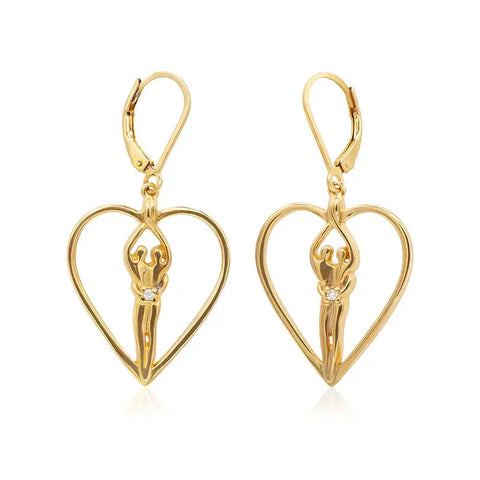 Soulmate Heart Lever Back Earrings 1 Inch – 14kt Gold Overlay Sterling Silver | Made in USA Symbol of Love Jewelry