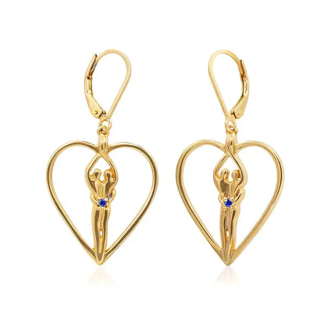 Soulmate Heart Lever Back Earrings 1 Inch – 14kt Gold Overlay Sterling Silver | Made in USA Symbol of Love Jewelry