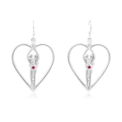 Soulmate Heart Sterling Silver Earrings 1 Inch – Clear Cubic Zirconia | Made in USA Symbol of Love Jewelry