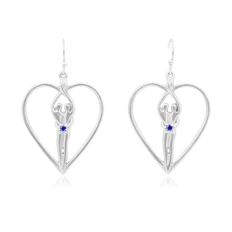 Soulmate Heart Sterling Silver Earrings 1 Inch – Clear Cubic Zirconia | Made in USA Symbol of Love Jewelry