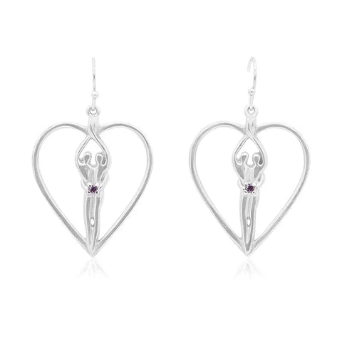 Soulmate Heart Sterling Silver Earrings 1 Inch – Clear Cubic Zirconia | Made in USA Symbol of Love Jewelry