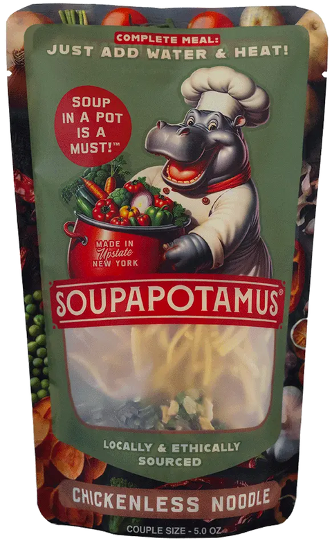 SoupaPotamus Chickenless Noodle Soup – Comforting Vegetarian Broth with Garden Veggies | Made in USA Upstate New York SoupaPOTamus  item