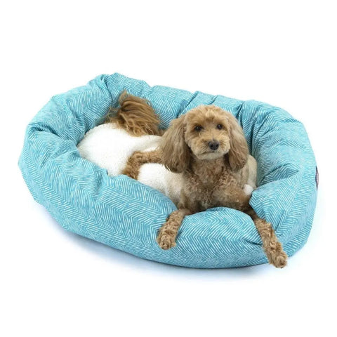 South West Sherpa Bagel Dog Bed – Plush Cozy Pet Lounger | Made in USA Majestic Pet