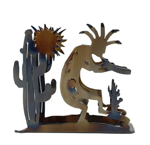 Southwest Rustic Metal Napkin Holder – Kokopelli Design | Handcrafted Decor Made in USA Knights Home Decor  item