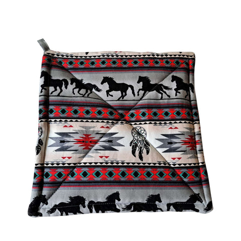 Southwestern Dreamcatcher Horses Pot Holder Set of 2 – 9 Inch Cotton Oven Mitts | Made in USA Frances Farm & Craft  Pot holders