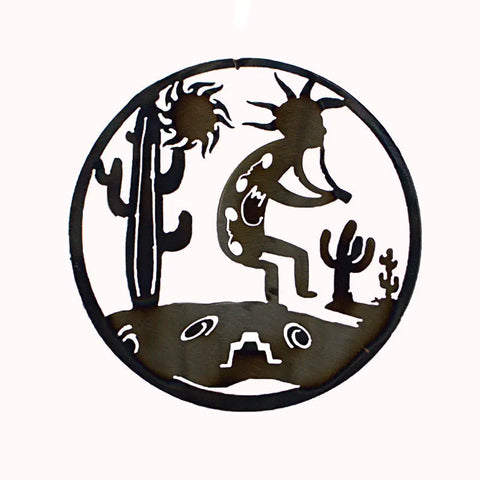 Southwestern Kokapeli Metal Wall Art – Circle Desert Decor | Made in USA Knights Home Decor  item