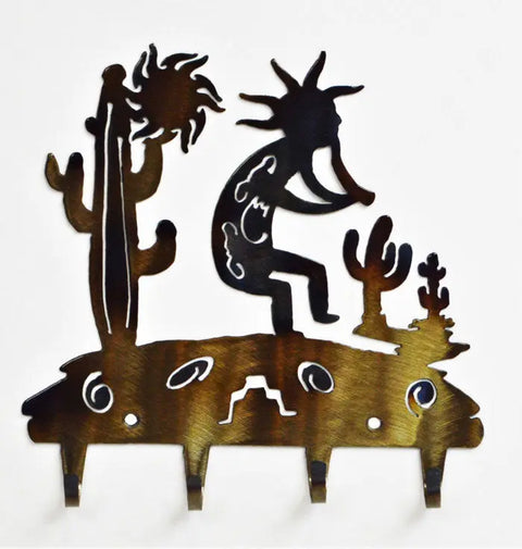 Southwestern Metal Kokopelli Key Rack – Handcrafted Rustic Wall Organizer | Made in USA Knights Home Decor  item
