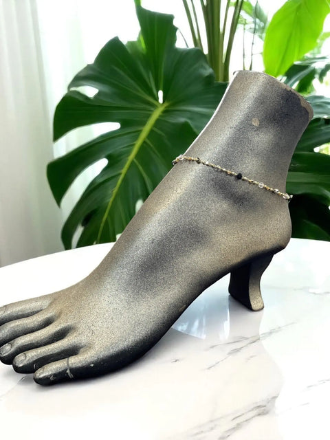 Sparkling Gold Chain Anklet | Black & Clear Crystals Michelle Marie Boutique  Anklet