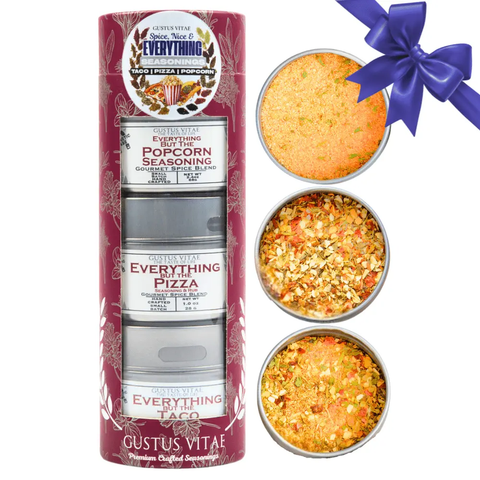 Spice, Nice & Everything Seasonings: Taco, Pizza, Popcorn | Gift Pack Set of 3 Gustus Vitae  Collections & Gift Sets