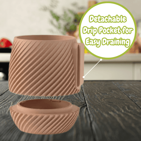 Spiral Pattern Indoor Planter Pot – 5.5 Inch Diameter – Wall Mount or Tabletop | Made in USA Chatelet Manufacturing 