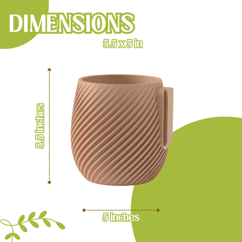 Spiral Pattern Indoor Planter Pot – 5.5 Inch Diameter – Wall Mount or Tabletop | Made in USA Chatelet Manufacturing 