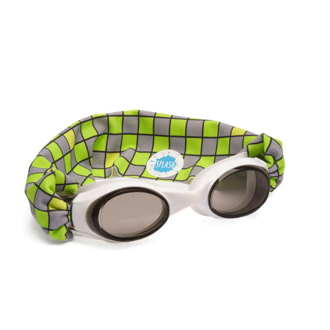 Splash Place Neon Green Checker Swim Goggles – Anti-Fog, Sensory Friendly | One Size Fits Kids to Adults | Assembled in USA Splash Place  Swim Goggles