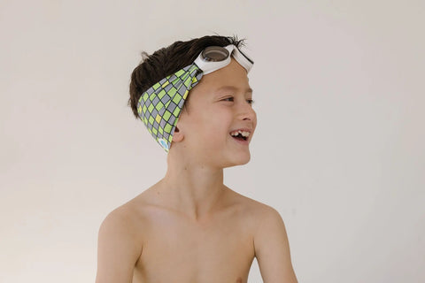 Splash Place Neon Green Checker Swim Goggles – Anti-Fog, Sensory Friendly | One Size Fits Kids to Adults | Assembled in USA Splash Place  Swim Goggles